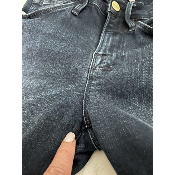 Frame Le Skinny De Jeanne Jeans Dark Blue Raw Chewed Hem Stretch Size 25 - Picture 7 of 9